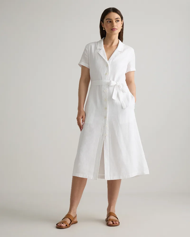 Quince | Women's Short Sleeve Dress in White, Size XL, Linen