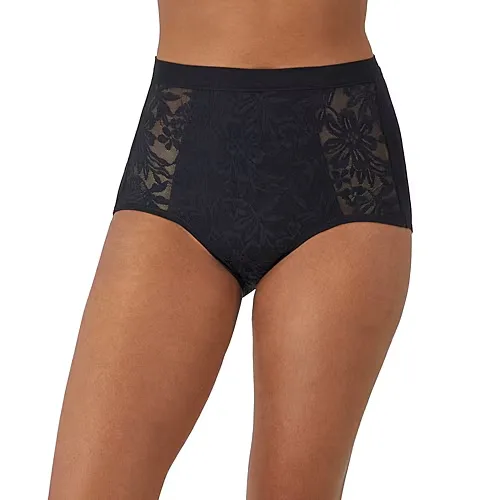 Bali Breathe Cotton Modal Lace High Rise Brief DFCLBF, Small, Black