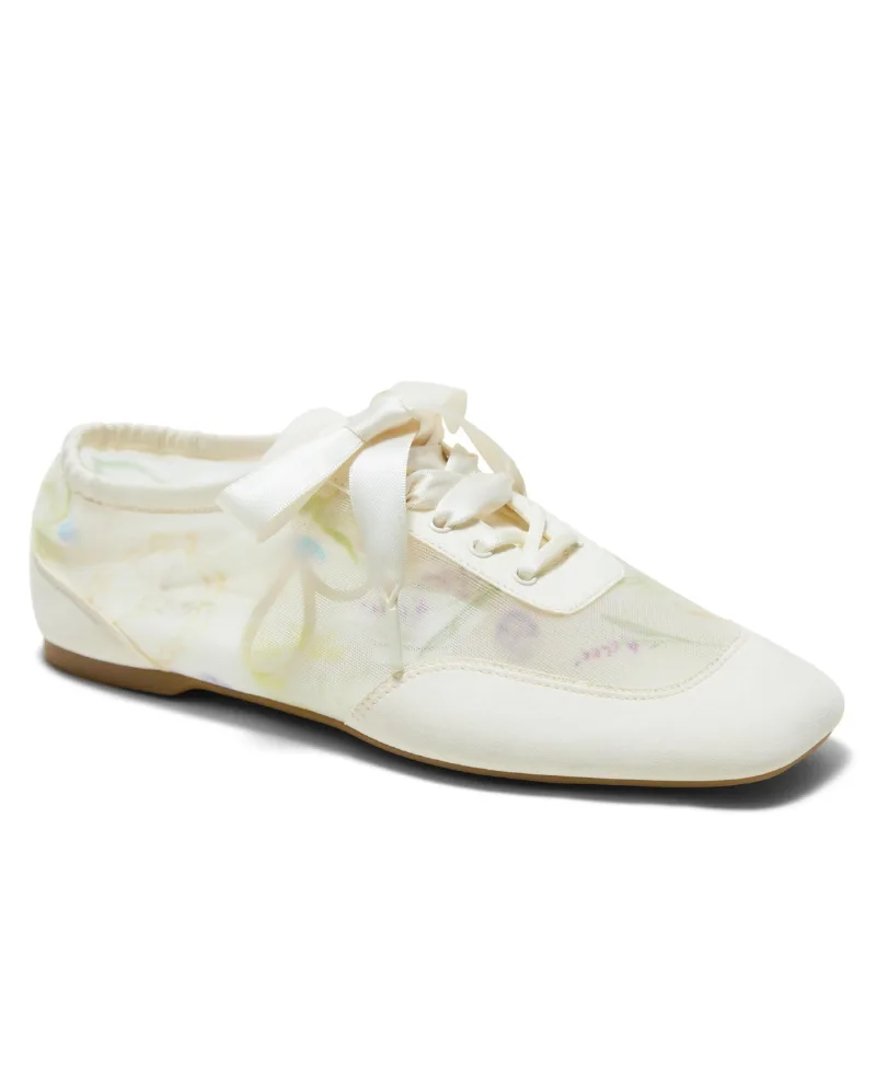 Vivaia Women's Cristina Square-Toe Lace-Up Satin Sneakerina - Cream-french floral print