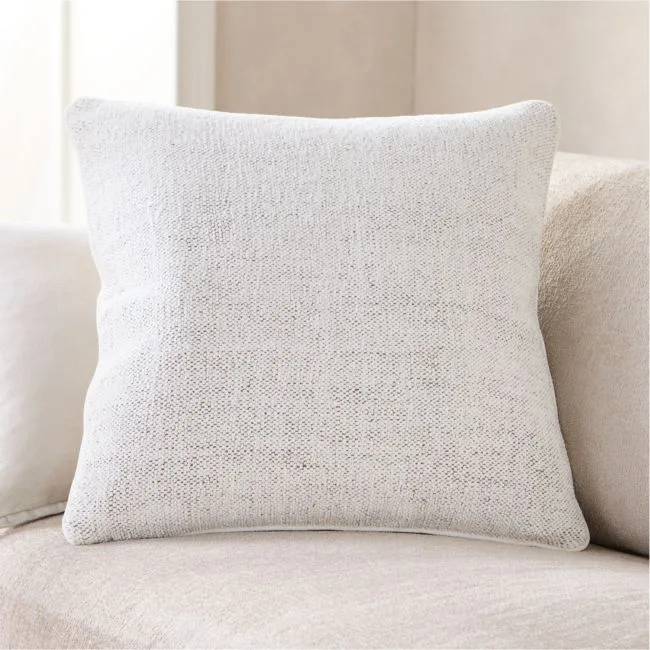 Textured Chenille 23"x23" Arctic Ivory Throw Pillow with Down-Alternative Insert