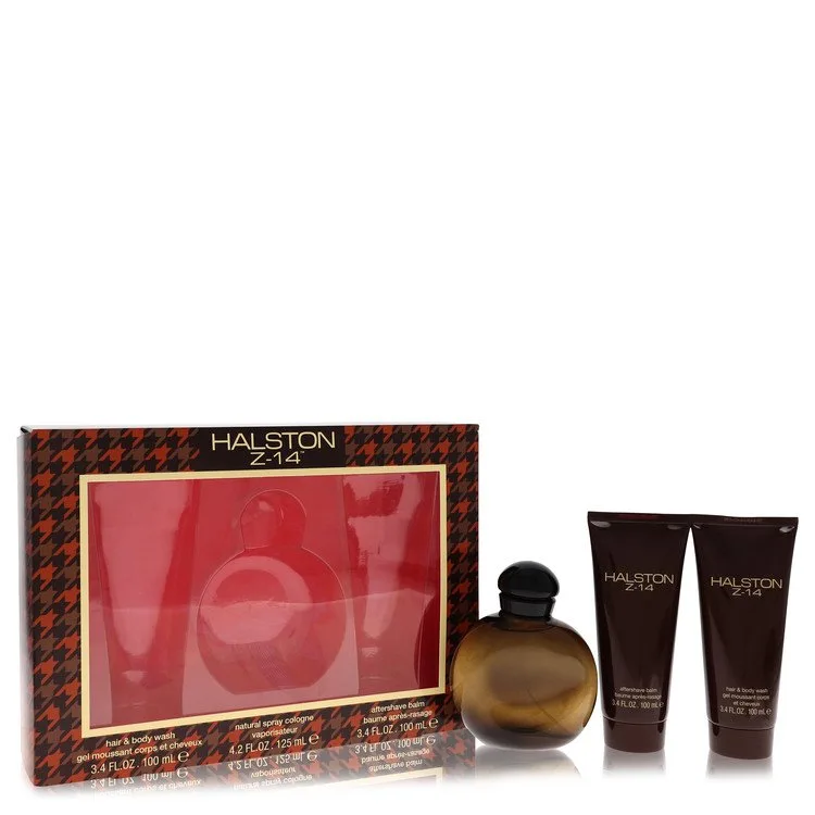 Halston Z-14 for Men, Gift Set (4.2 oz Cologne Spray + 3.4 oz After Shave Balm + 3.4 oz Hair & Body Wash)