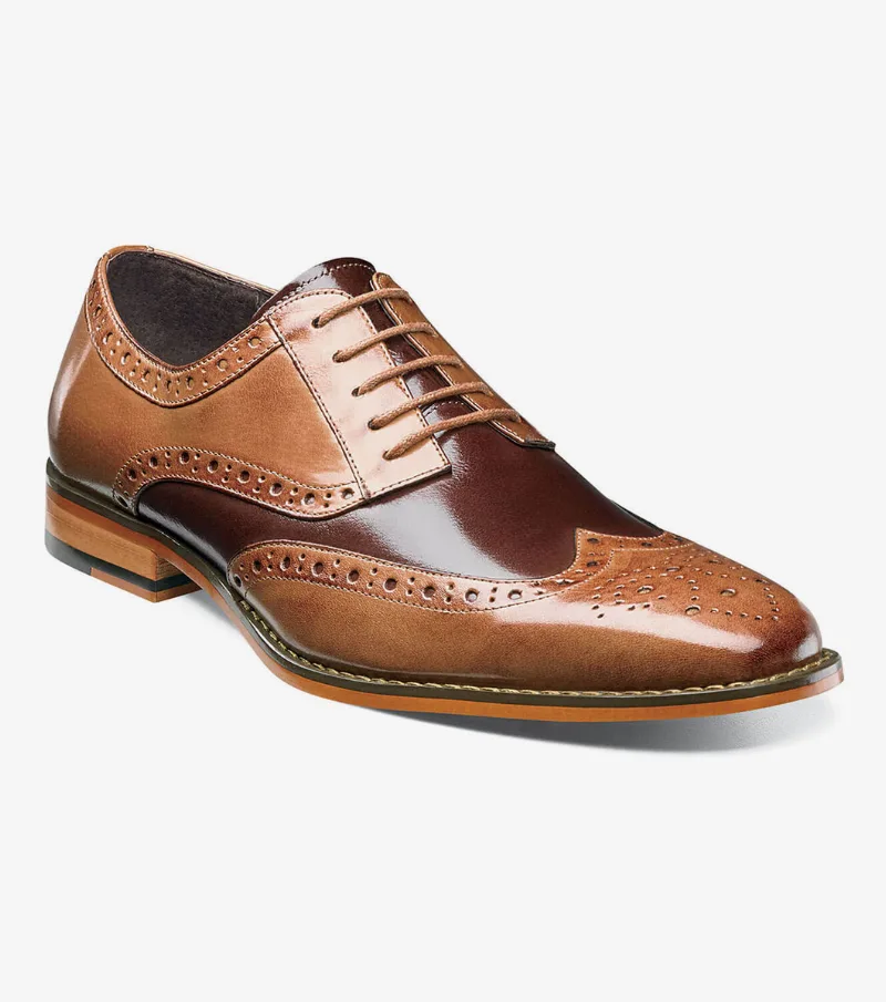 Stacy Adams Shoes Tinsley Wingtip Oxford Tan Multi Size 11.5