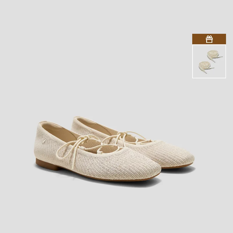 VIVAIA Square-Toe Lace-Up Mary Janes (Miley)|GOLDEN PALE APRICOT FRENCH STRIPE|9-9.5