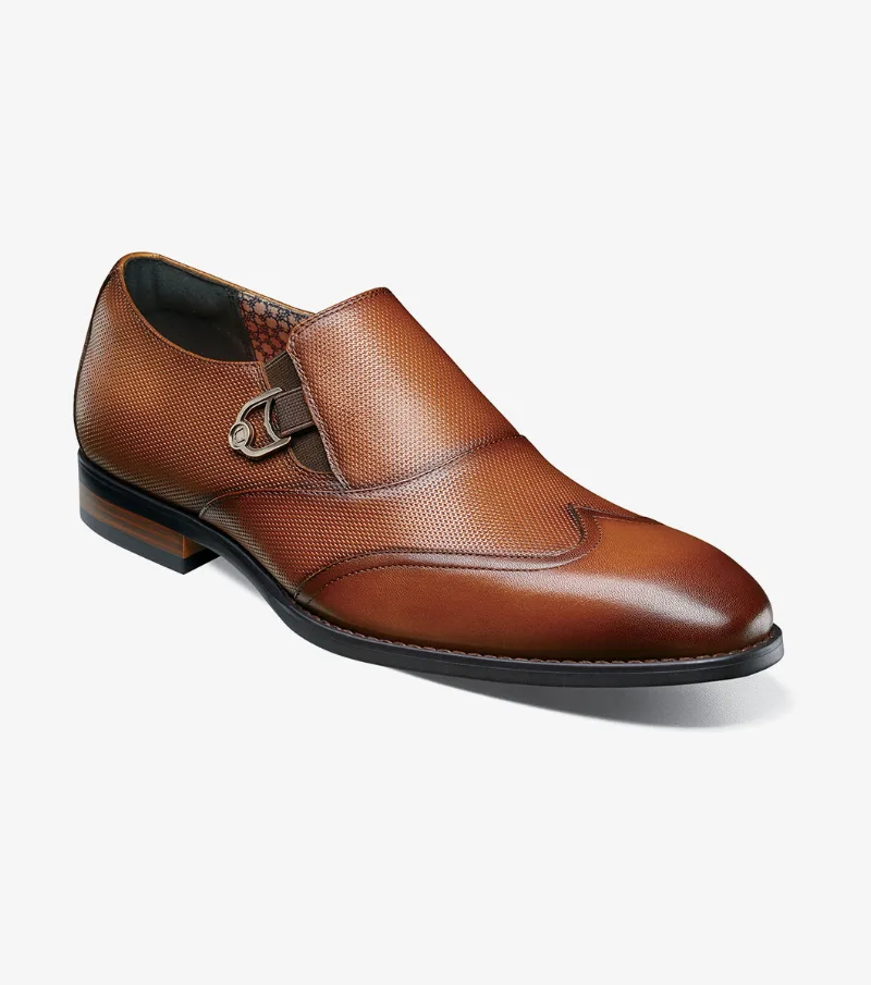 Stacy Adams Shoes Lockwood Wingtip Ornament Slip On Cognac Size 12