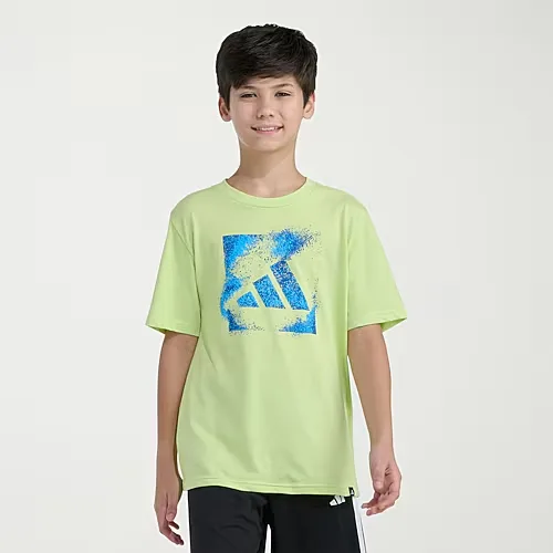 adidas Big Kid Boys Crew Neck Short Sleeve Regular Fit Graphic T-Shirt, Large (14-16), Green