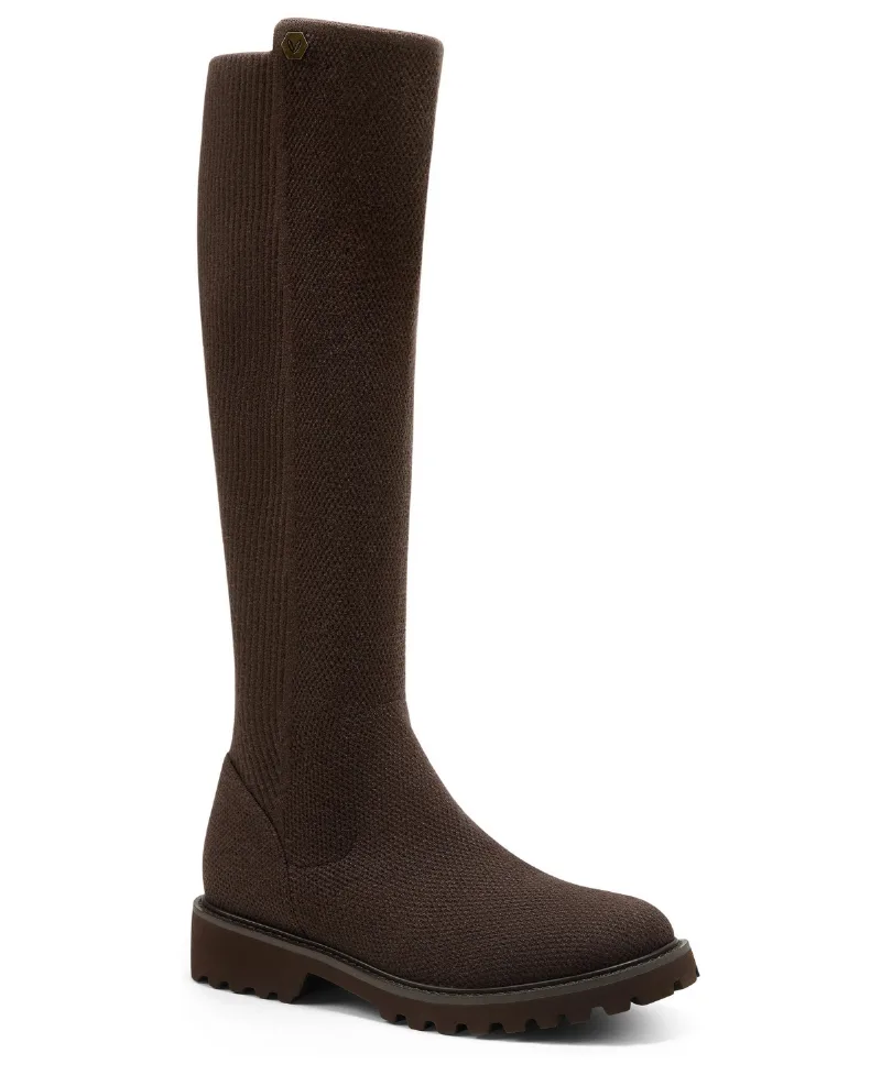 Vivaia Filipa Round-Toe Stretchy Wool Knee-High Boots - Dk.chocolate wool water rpt
