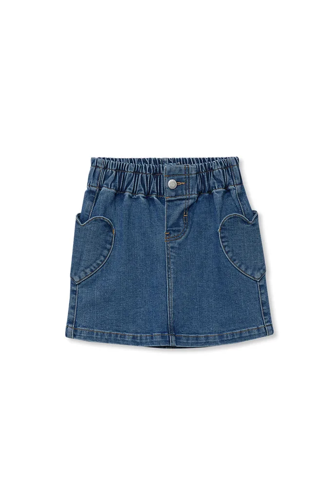 Girls Denim Skirt with Pockets - Lands' End - XS