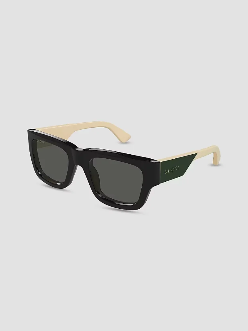 Men's Oblique 52MM Square Sunglasses - Grey Black Multi