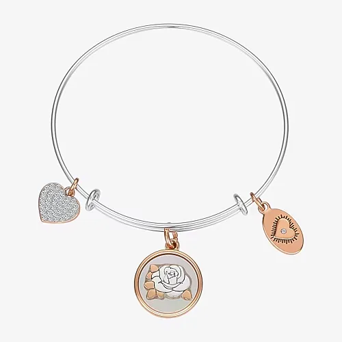 Footnotes Grandma Womens Stainless Steel Flower Bangle Bracelet, One Size