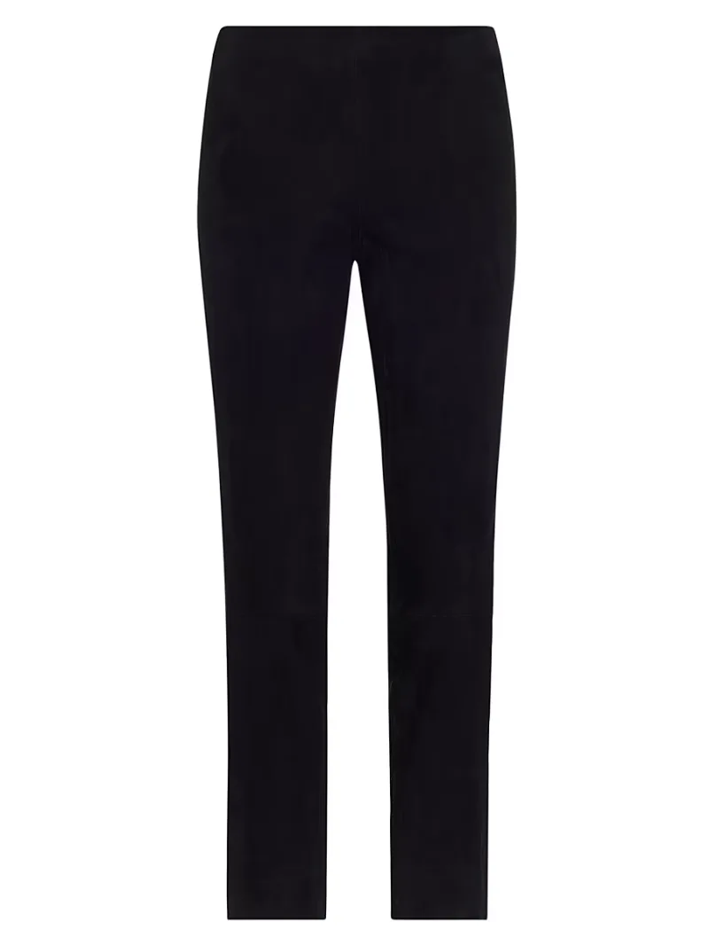 Women's Stretch-Suede Cropped Pants - Black - Size Large