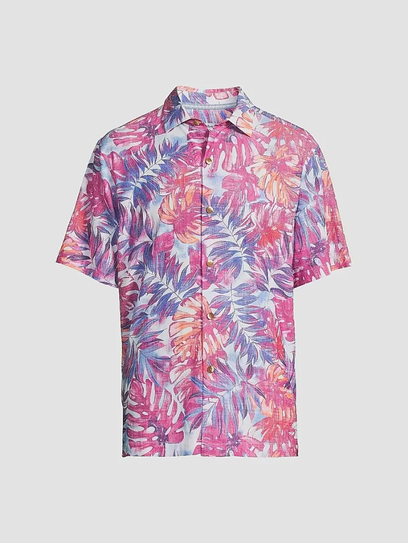 Tommy Bahama Men's Coastal Cool Frond Fiesta Shirt - Very Berry - Size Small