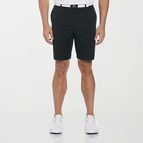 PGA TOUR Mens 9" Mid Rise Moisture Wicking Golf Short, 36, Black