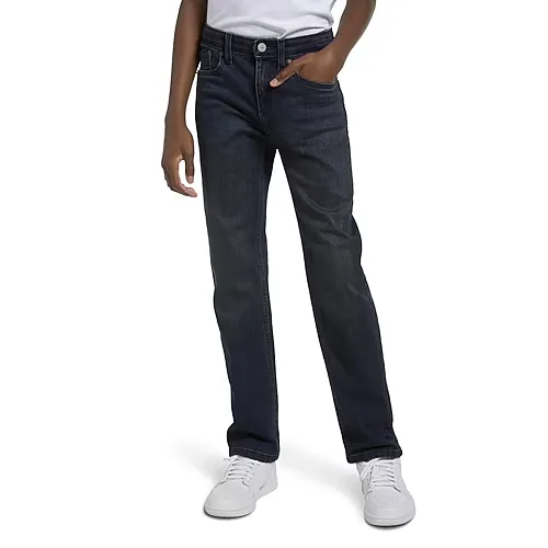 Levi's Big Kid Boys Adjustable Waist Stretch Fabric 514 Straight Leg Jean, 16, Black