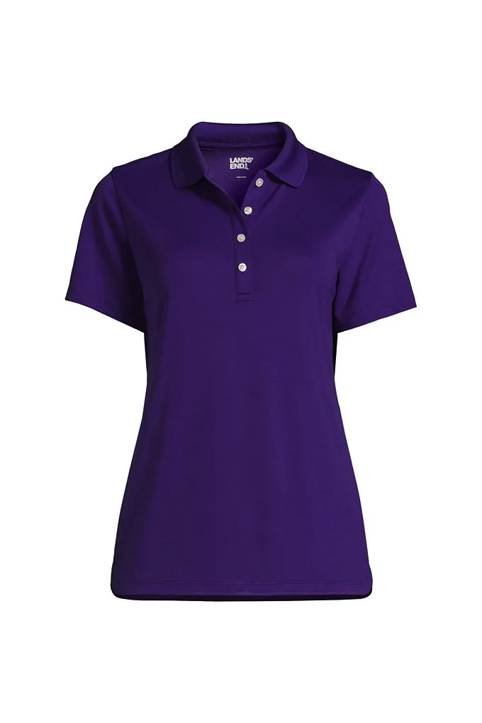 Women's Short Sleeve Solid Active Polo - Lands' End - Purple - L