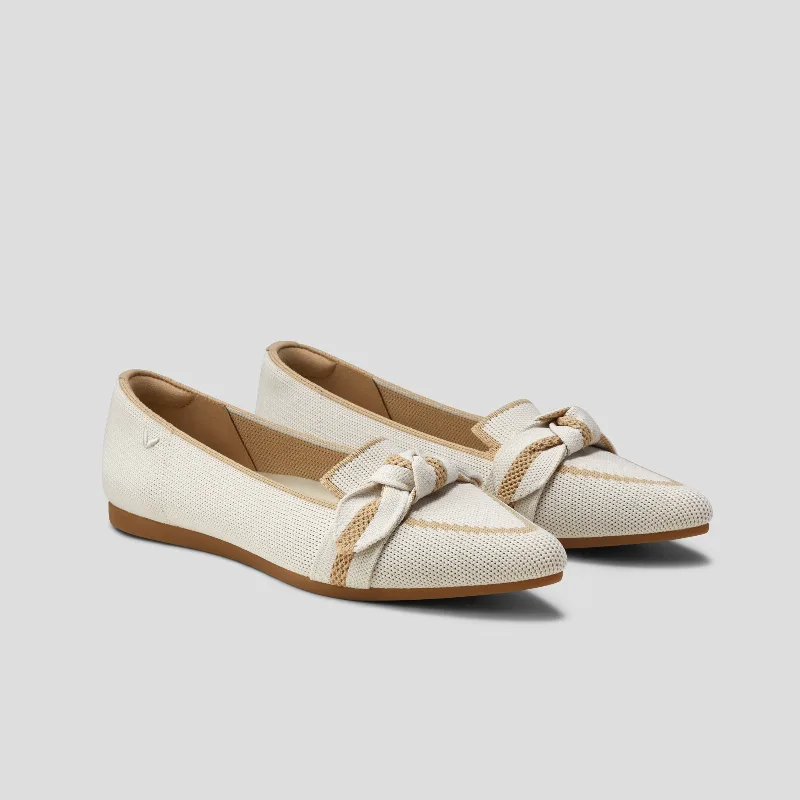 VIVAIA Pointed-Toe Bow Loafers (Michelle 2.0)|IVORY NUDE|US 10.5