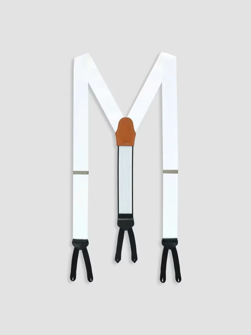 Men Sutton Silk Suspenders - White