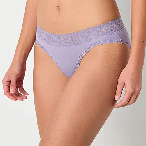 Ambrielle Everyday Cheeky With Lace Trim Panty, Medium, Purple