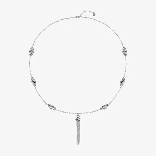 Monet Jewelry Station Tassel Womens Glass Round 31 Inch Pendant Necklace, One Size, Black