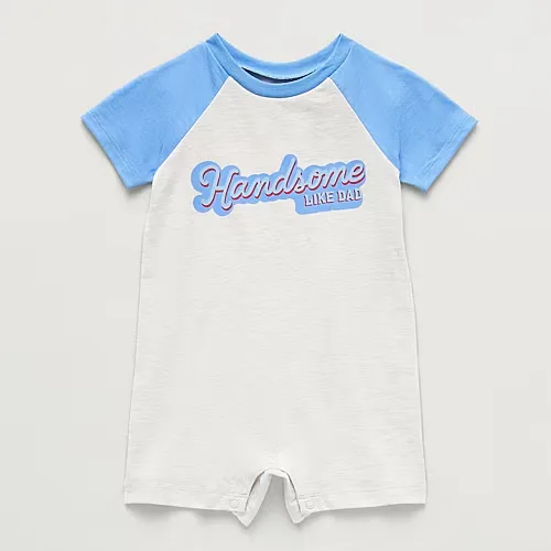 Okie Dokie Baby Boys Short Sleeve Romper, 9 Months, Blue