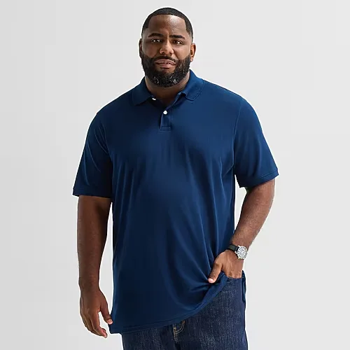 St. John's Bay Premium Stretch Big and Tall Mens Classic Fit Short Sleeve Polo Shirt, 4x-large, Blue