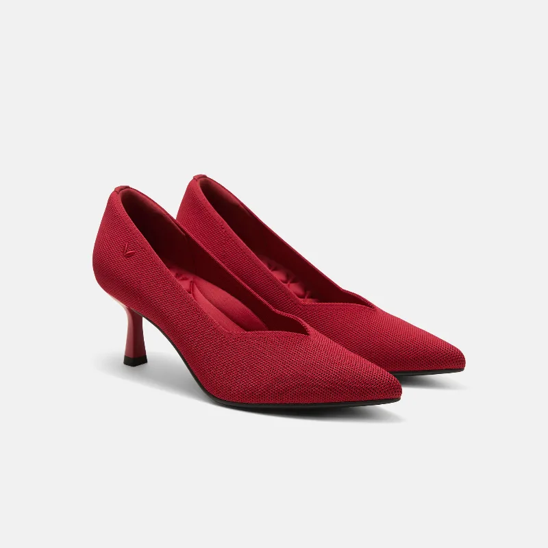 VIVAIA Pointed-Toe Mid Heels (Anna)|RUBY  RED|US 10