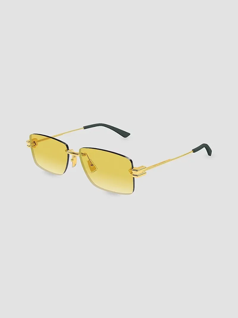 Bottega Veneta Men's Lock 58MM Rectangular Sunglasses - Gold