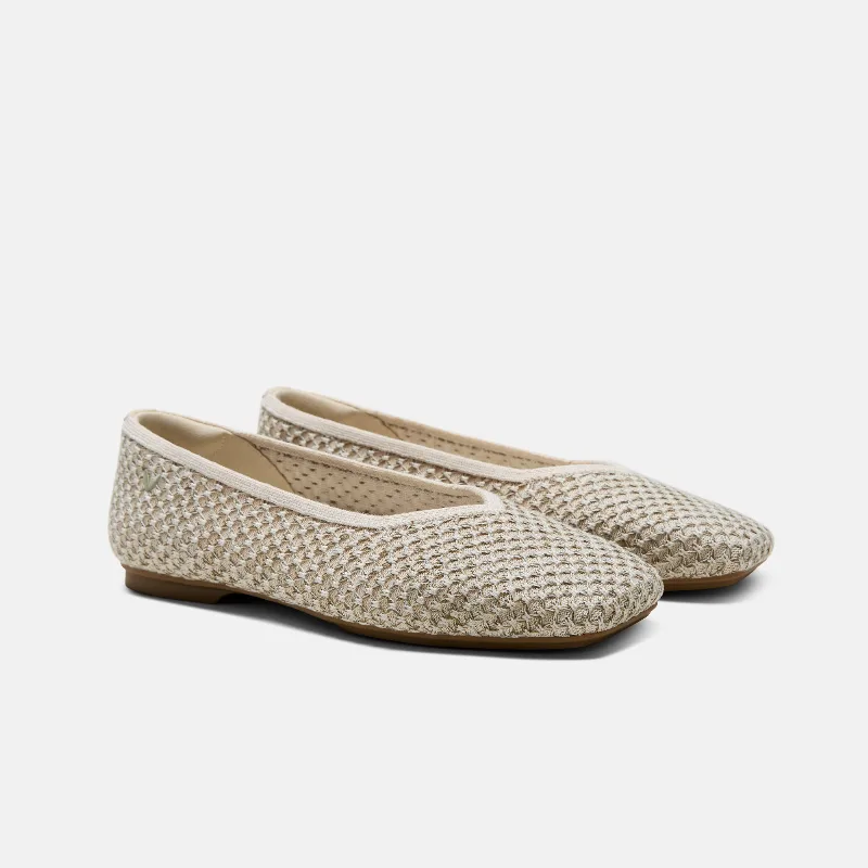 VIVAIA Square-Toe Margot V-Cut Flats (Margot 3.0)|DOESKIN  OLIVE|US 9.5
