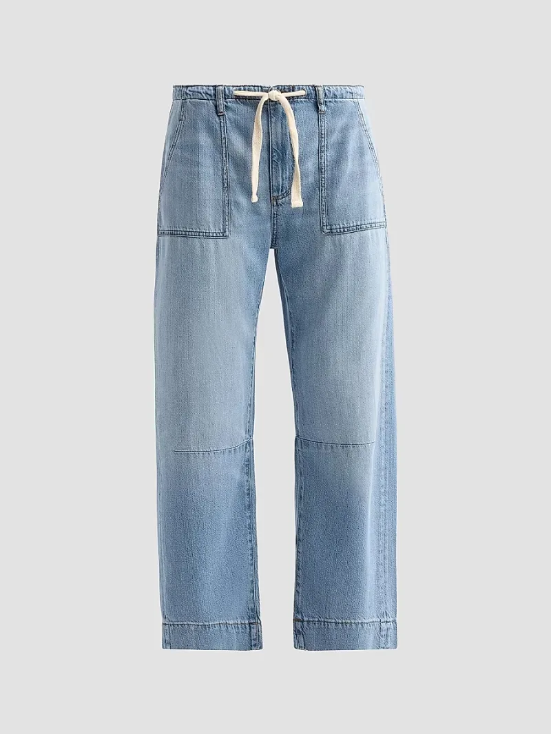Le Jean Women's Weightless Utility Soft Barrel-Leg Drawstring Jeans - California Blue - Size 30