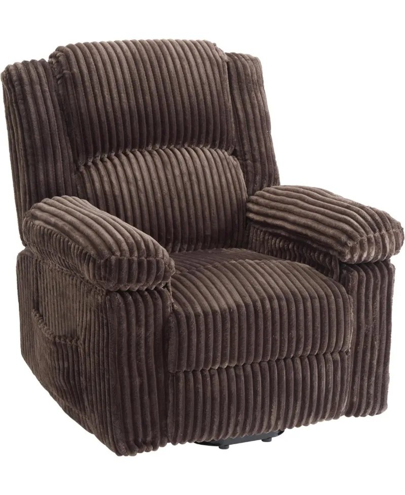 gaomon Corduroy Recliner Chair, Manual Recliner Sofa with Handle, Pillow Top Arms, Thick Padding, Side Pocket, 330Lbs Capacity - Brown