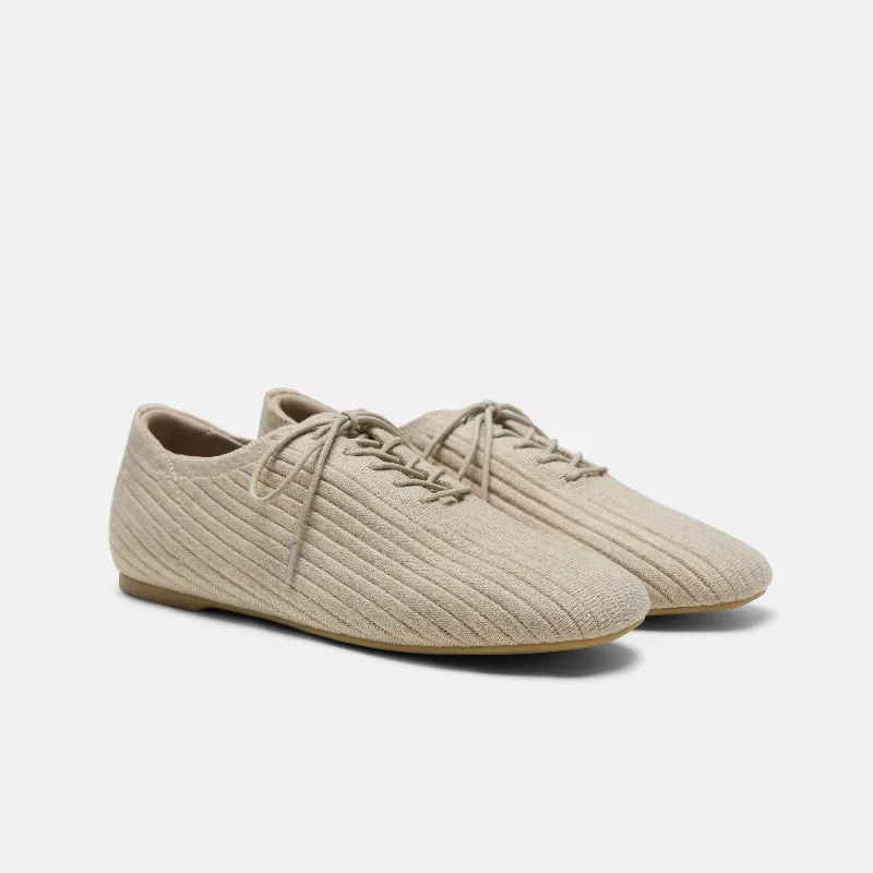 VIVAIA Square-Toe Derby Flats (Cheslea)|WARM TAUPE WOOL|US 10.5