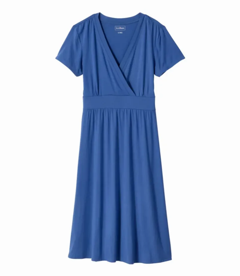 L.L.Bean Women's Summer Knit Dress Deep Blue Large, Synthetic L. L.Bean