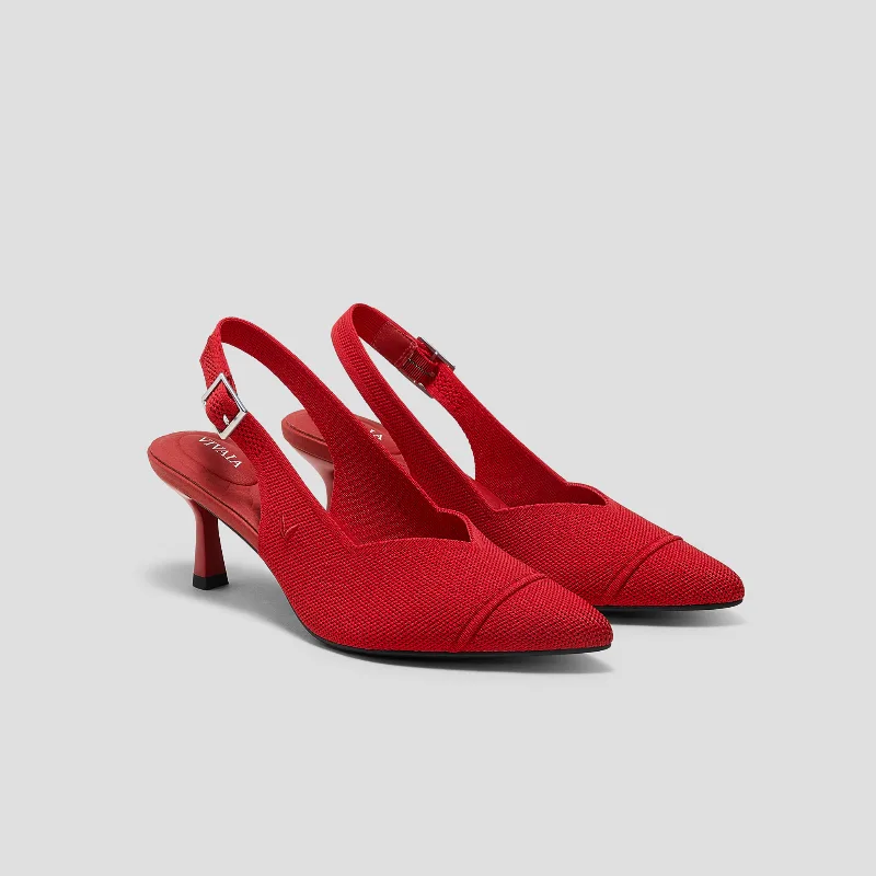 VIVAIA Pointed-Toe Slingback Heels (Addison)|RUBY  RED|US 6