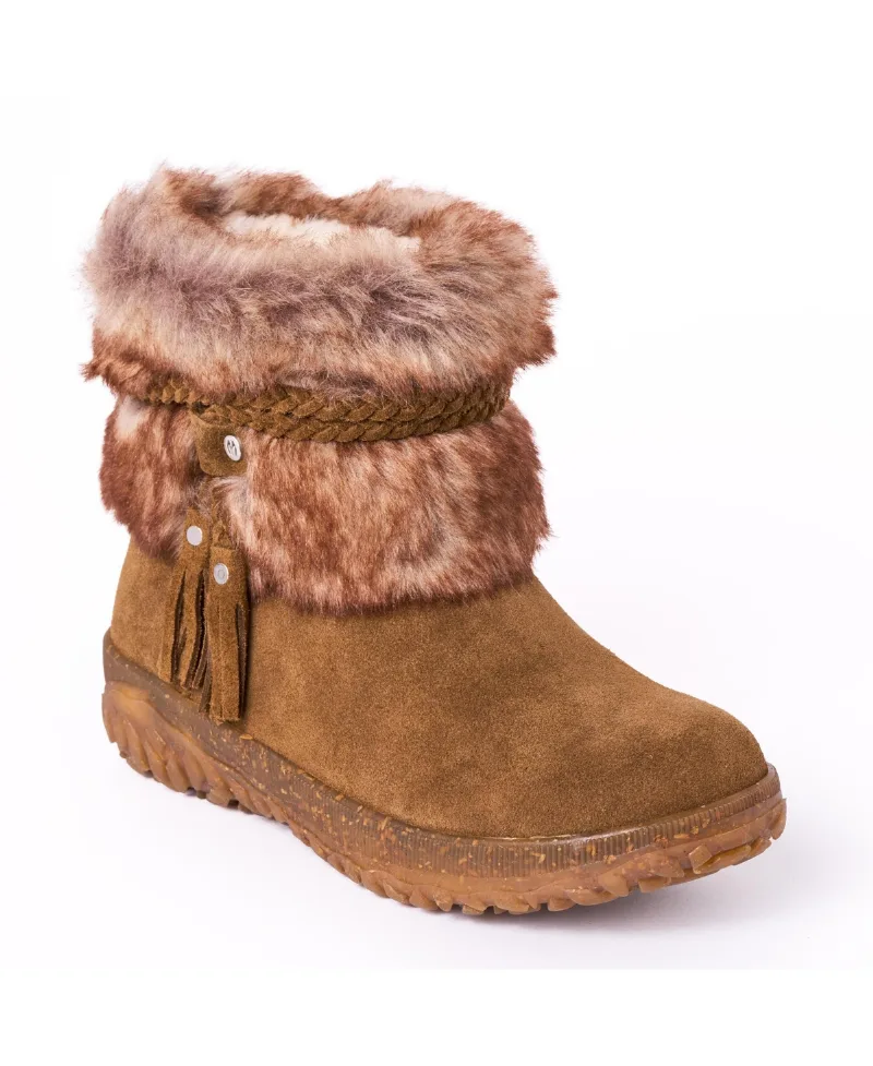 Minnetonka Women's Everett 2 Suede Faux Fur Winter Boots - Dusty brown