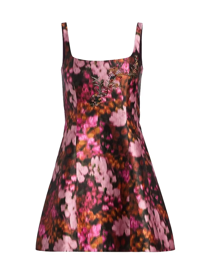 Women's Caroline Embellished Floral Minidress - Kaleidoscope - Size 4
