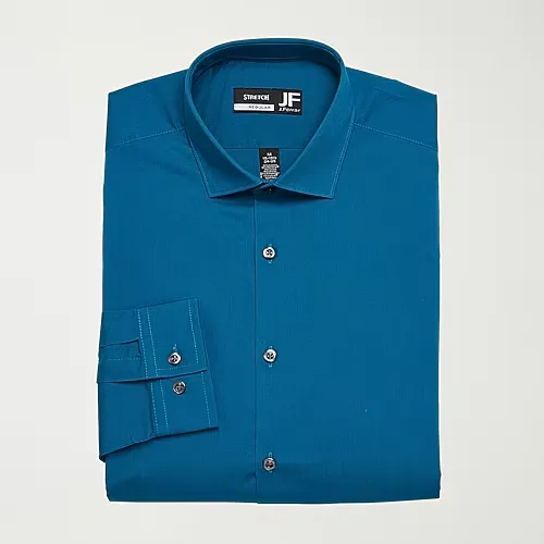 J. Ferrar Ultra Comfort Mens Regular Fit Stretch Fabric Wrinkle Free Long Sleeve Dress Shirt, 16-16.5 34-35, Green