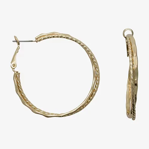Bold Elements Gold Tone Womens 50mm Hoop Earrings, One Size, Yellow