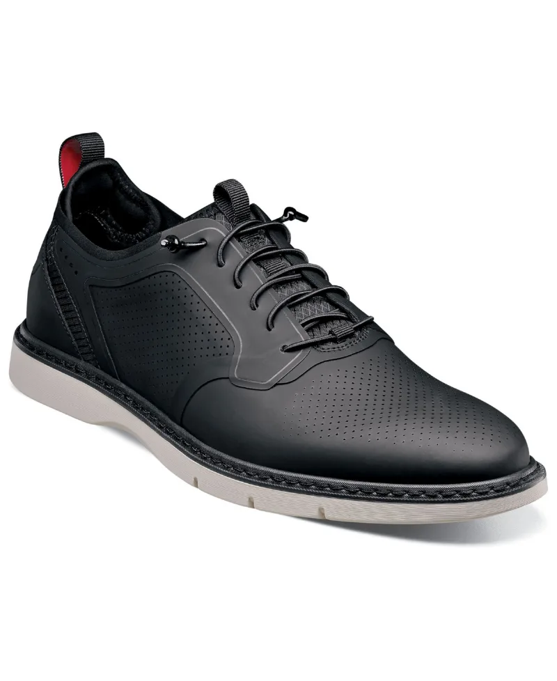 Stacy Adams Men's Synchro Plain Toe Elastic Lace Shoes - Black