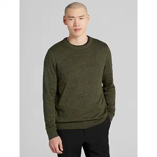 Wilke-Rodriguez Men's Marled Crew Neck Sweater Olive - Size: XL