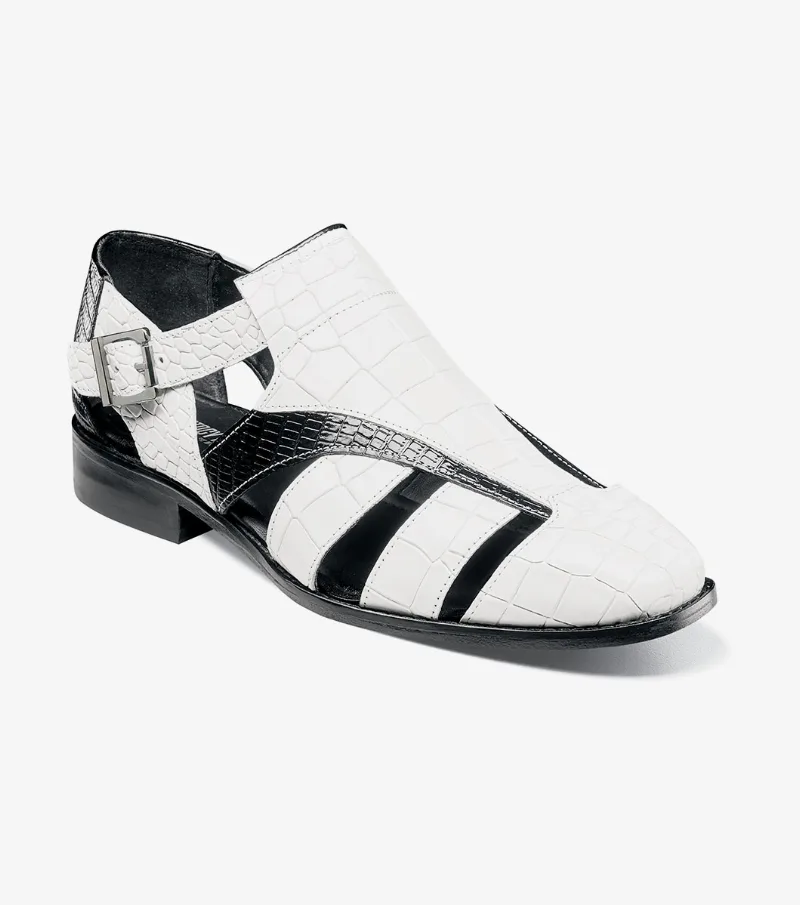 Stacy Adams Shoes Calandro City Sandal Black w/White Size 7.5