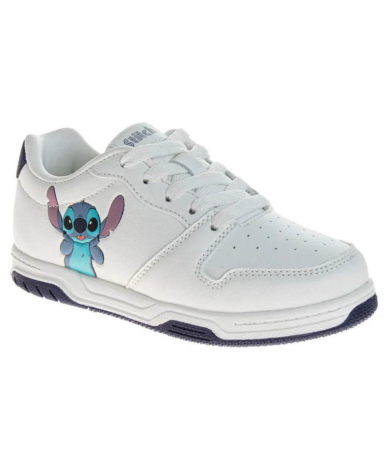 Disney Little and Big Kids Stitch Lace Up Sneakers - White