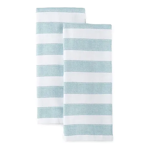 Chambray Stripe Dual Purpose 2-pc Kitchen Towel Set, One Size, Blue