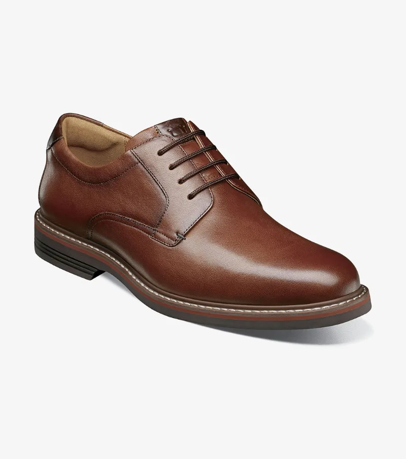 Florsheim Shoes Norwalk Plain Toe Oxford Cognac Tumbled Size 10