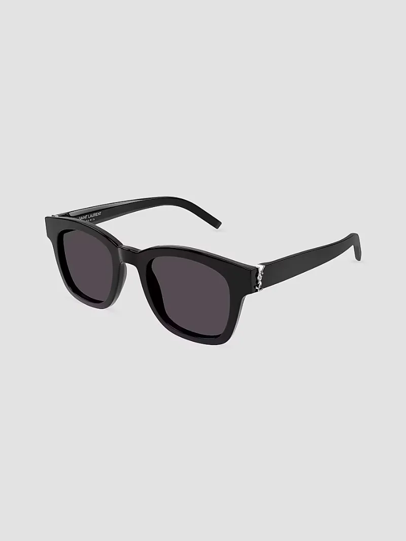 Saint Laurent Men's Monogram Hinge 49MM Square Sunglasses - Black
