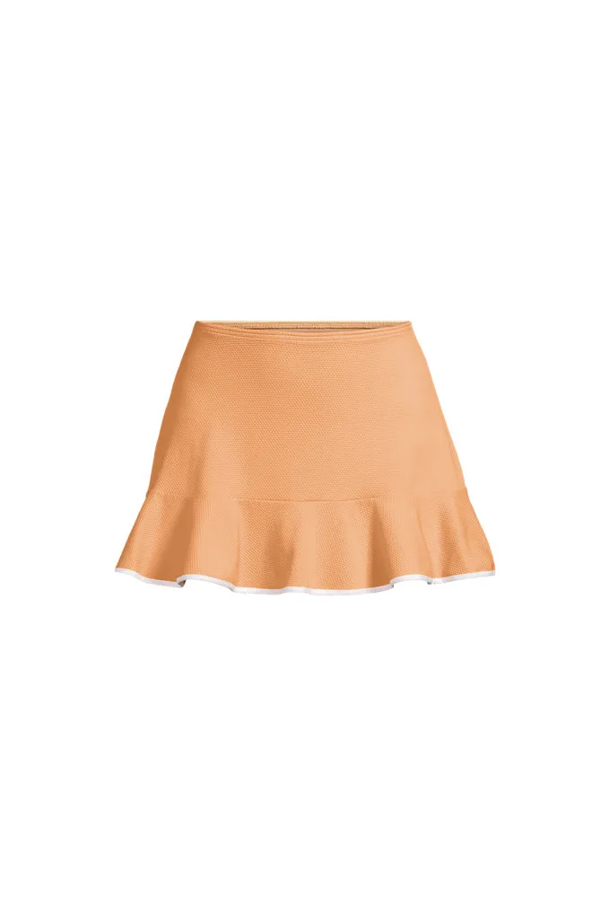 Women's Plus Size Pique Ruffle Hem Mini Swim Skirt - Lands' End - Orange - 20W