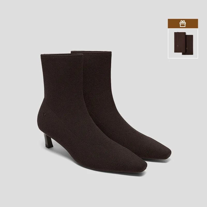 VIVAIA 2-in-1 Detachable Mid Heel Boots (Rita)|DARK CHOCOLATE|US 10