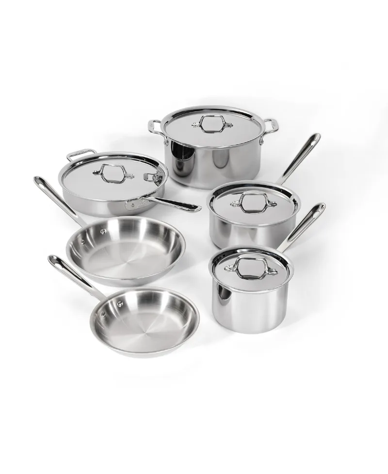 All-Clad D3 Stainless Steel Cookware Set, 10 Piece - STAINLESS