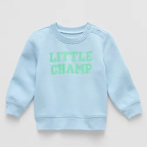 Okie Dokie Baby Boys Round Neck Long Sleeve Sweatshirt, 3 Months, Blue