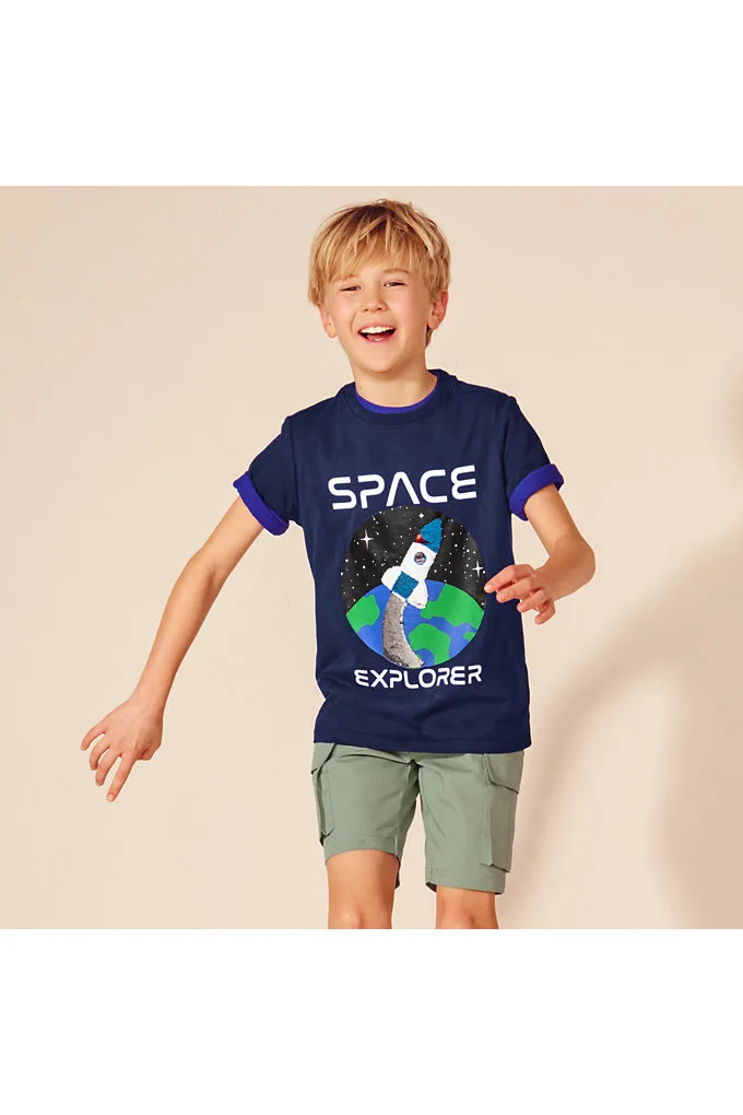 Boys Short Sleeve Graphic Tee - Lands' End - XL
