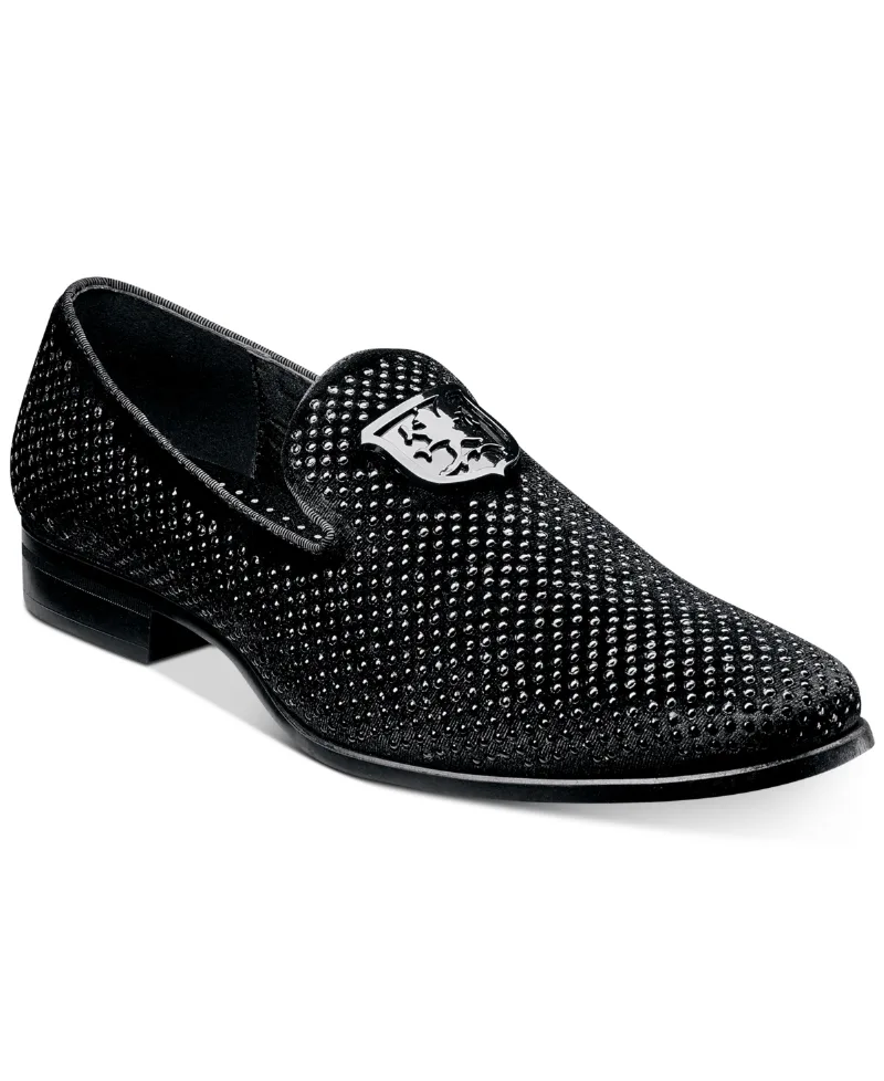 Stacy Adams Men's Swagger Studded Ornament Slip-on Loafer - Black