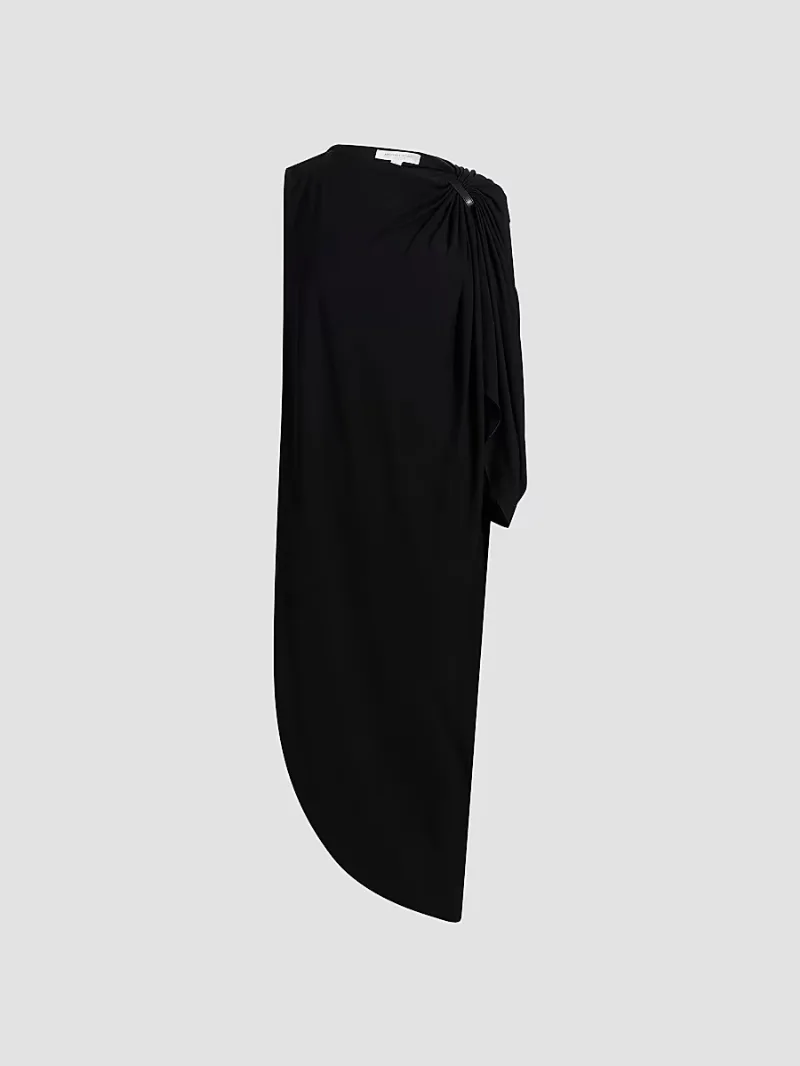 Michael Kors Collection Women's Elliptical Draped-Sleeve Jersey Midi-Dress - Black - Size Large